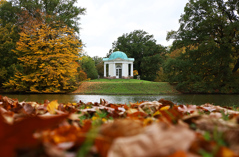 Blick auf den Tempel auf der Schwaneninsel
