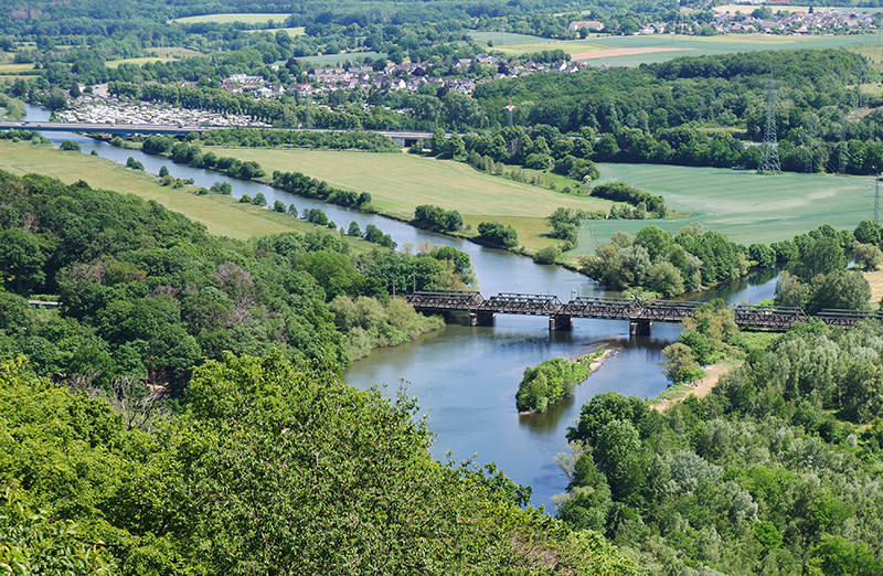 Blick auf die FlussmÃ¼ndung Ruhr & Lenne
