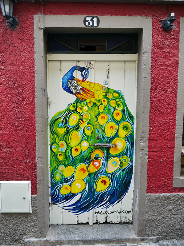 Bunte TÃ¼ren in der Rua de Santa Maria, Funchal
