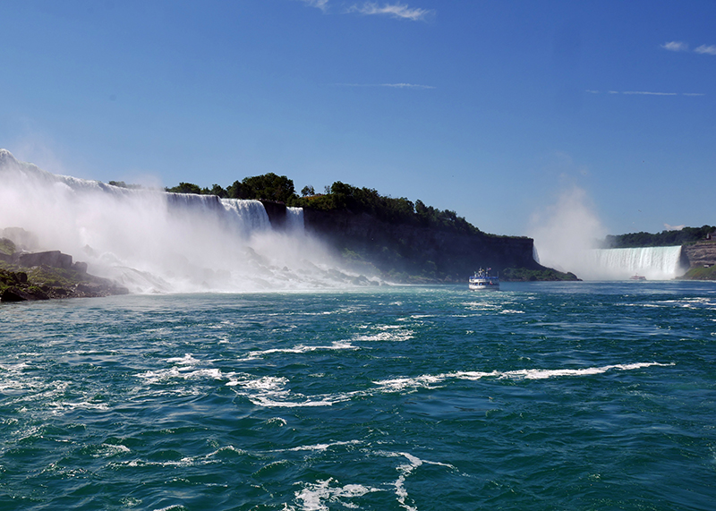 American und Bridal Veil Falls (US) (links), Horseshoe FallsÂ (CAN) (geradeaus)
