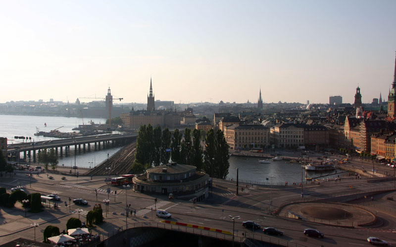 Blick auf Slussen - die Schleuse
